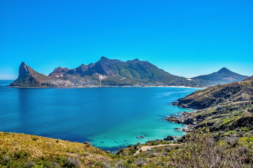 a large body of water surrounded by mountains