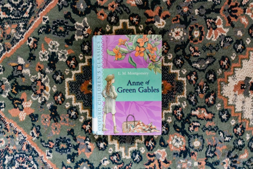 a book sitting on top of a rug