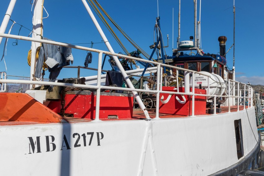 a boat docked in a harbor with a sky background