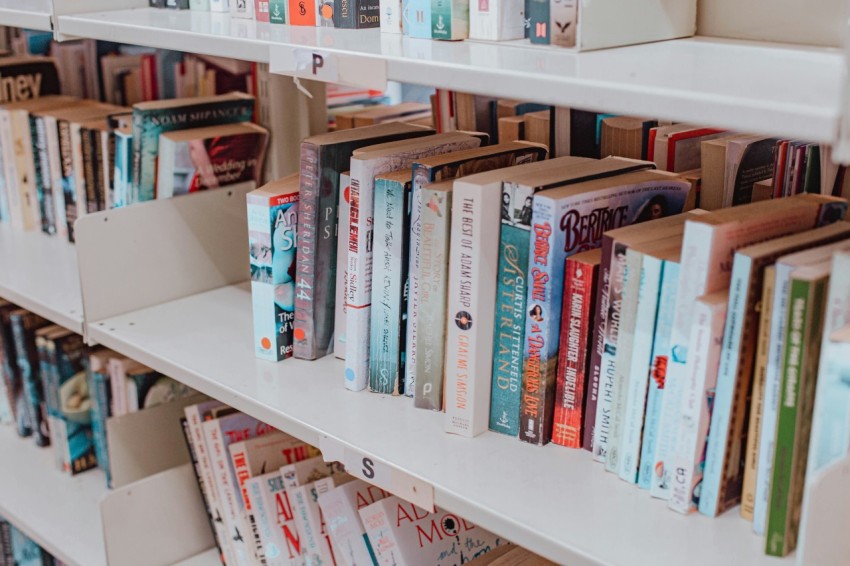 a shelf with books on it