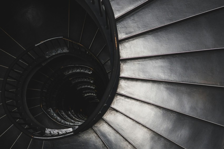 top view photography of spiral staircase W