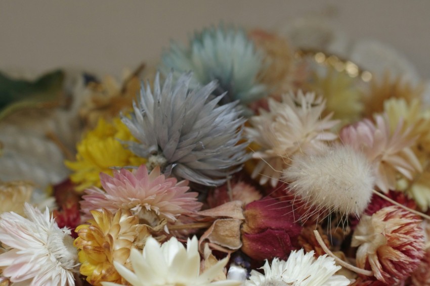 a bunch of flowers that are sitting on a table