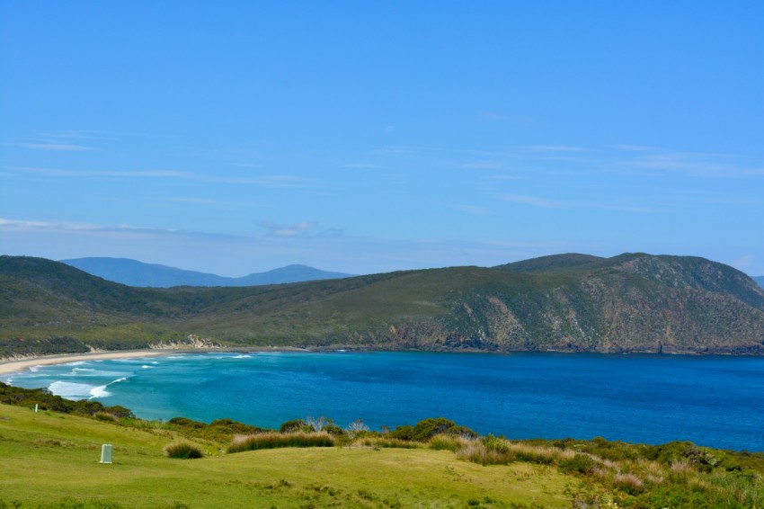 a scenic view of a beach and a body of water
