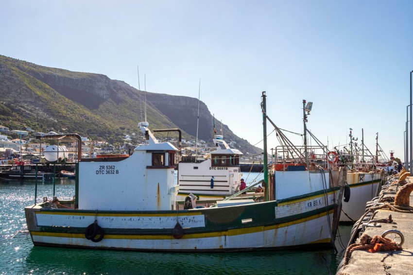 a boat docked at a dock in a harbor