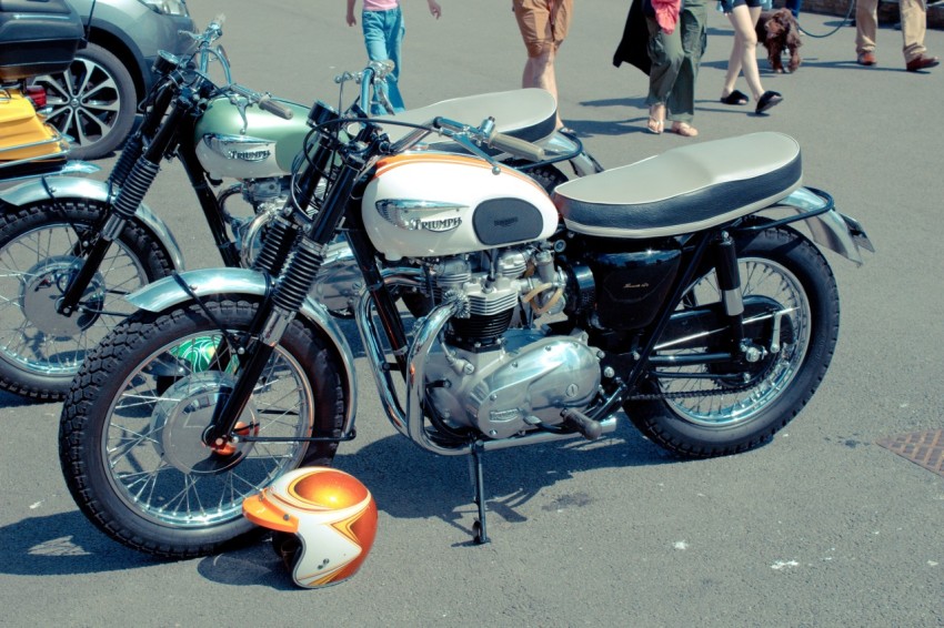 a motorcycle parked on the side of the road