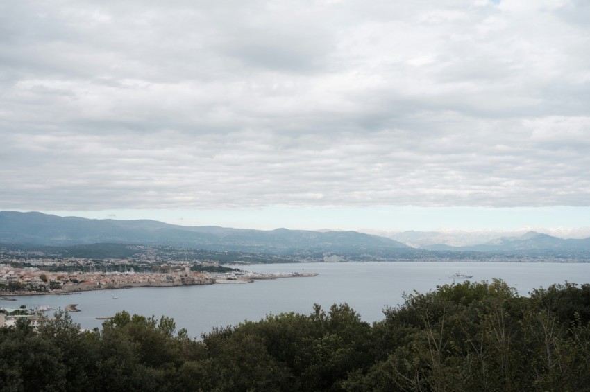 a view of a body of water from a hill