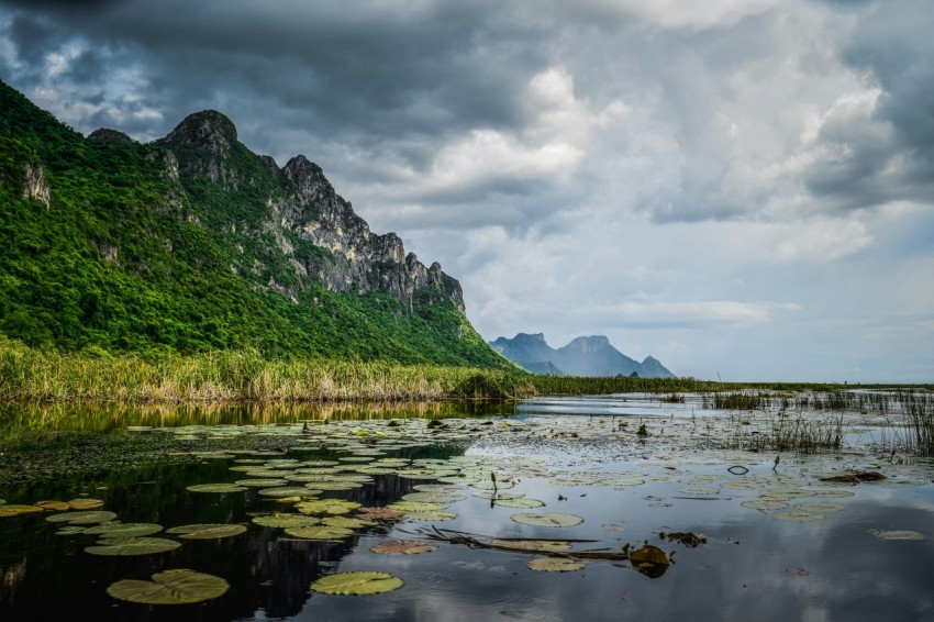 a large body of water surrounded by mountains