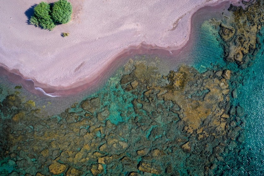 an aerial view of a body of water