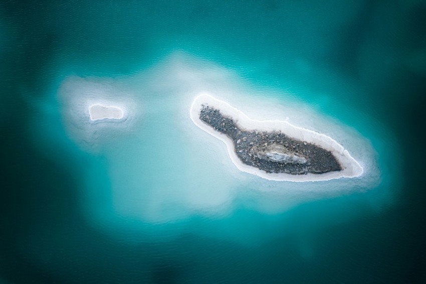 an aerial view of a body of water