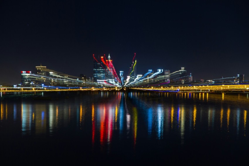 city skyline during night time 4