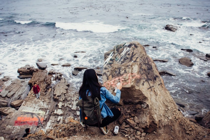 woman on cliff