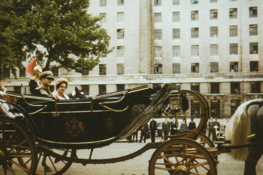 people riding on black wooden carriage during daytime