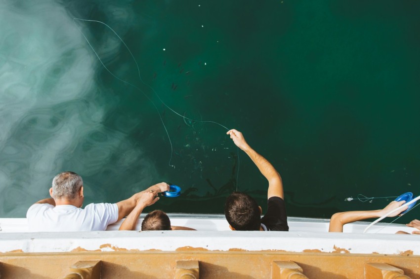 four men on hot tub