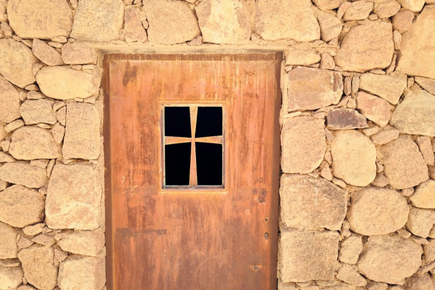 a door in a stone wall