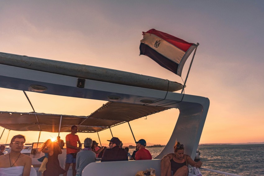 a group of people on a boat