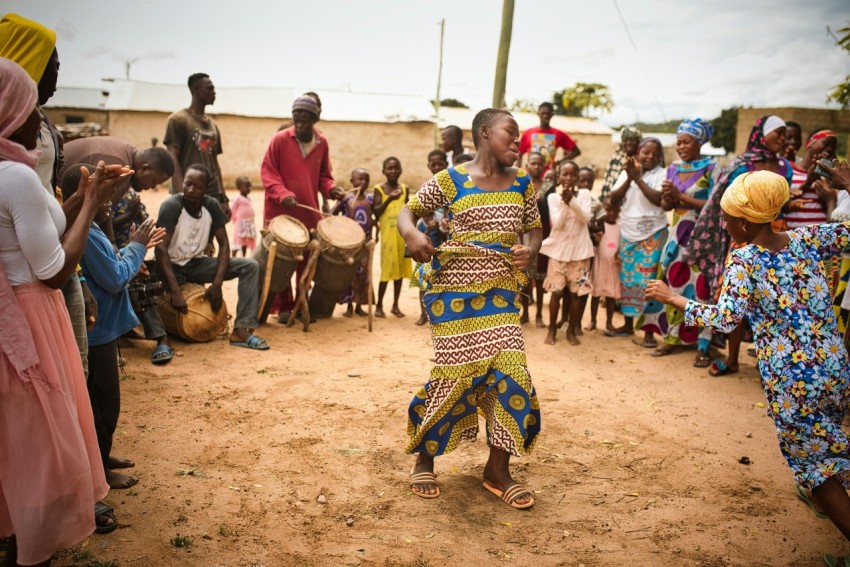 a group of people dancing