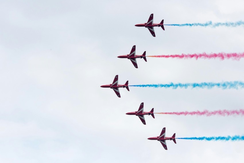 black cars flying during daytime