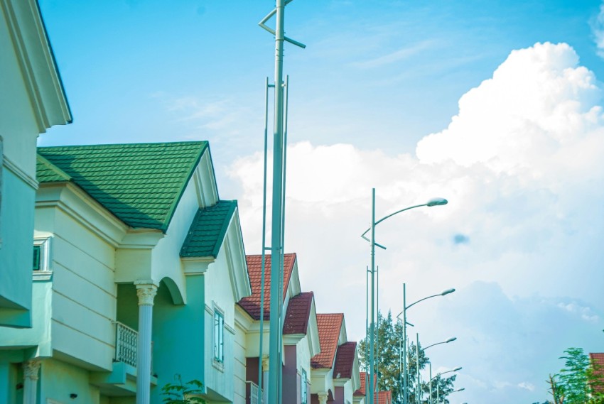 a row of houses on a city street