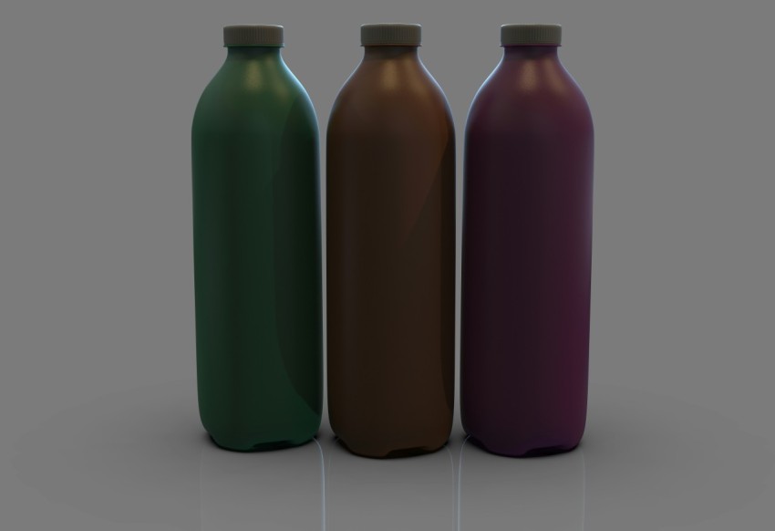 three different colored bottles sitting next to each other LsdXH5sK