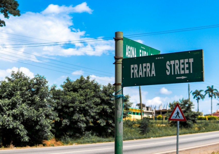 green and white street sign