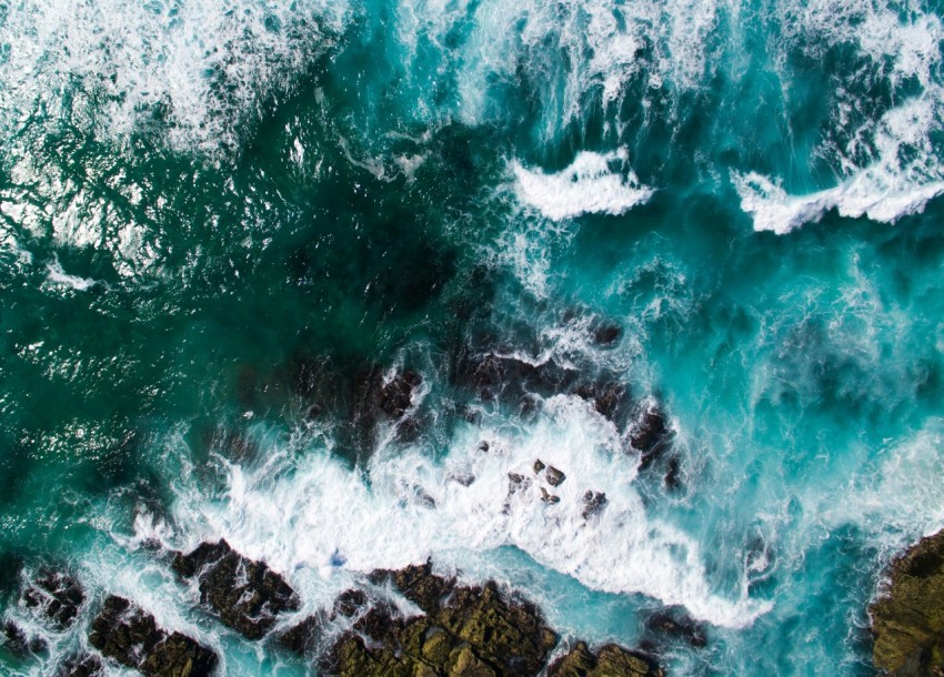 aerial photography of seashore waves