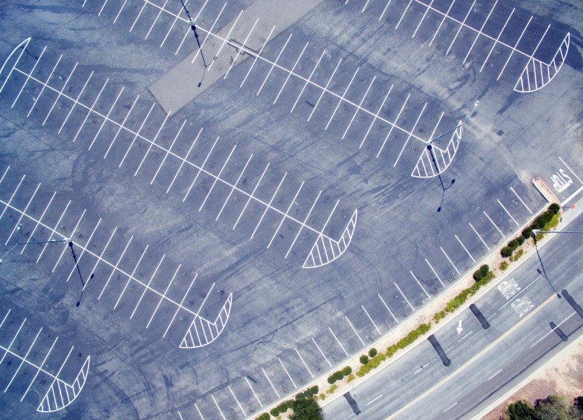 birds eye view photo of gray road