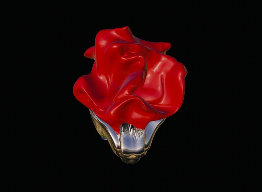 a close up of a red rose on a black background