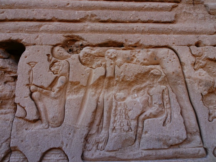 a carving of a man and a woman