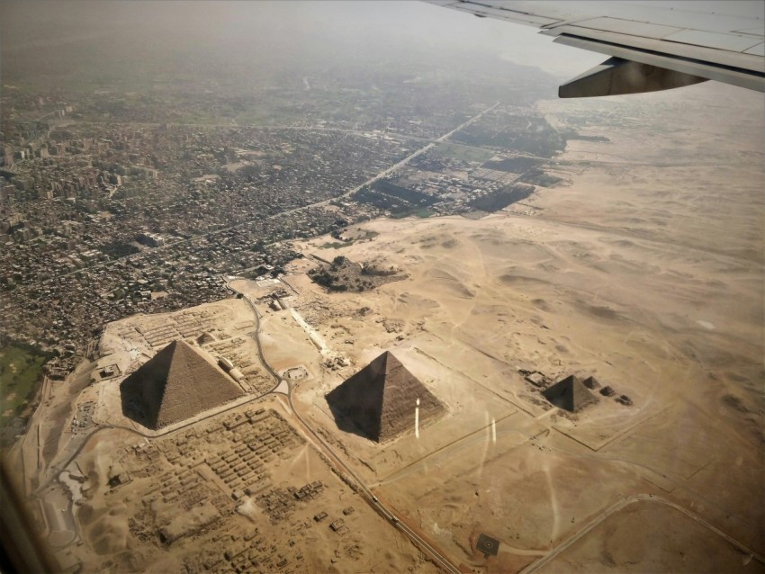 aerial photography of pyramids of egypt