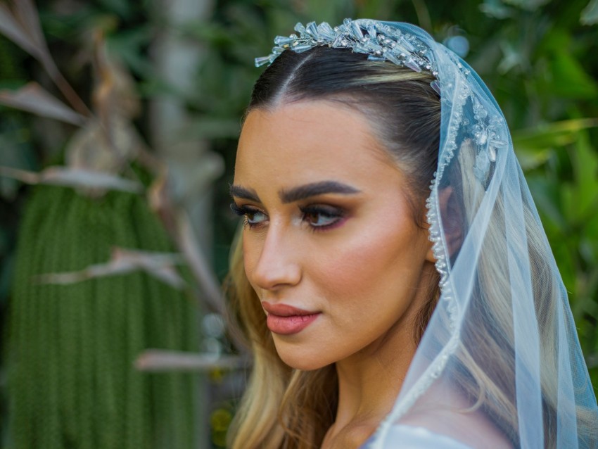 a woman wearing a veil and a tiara