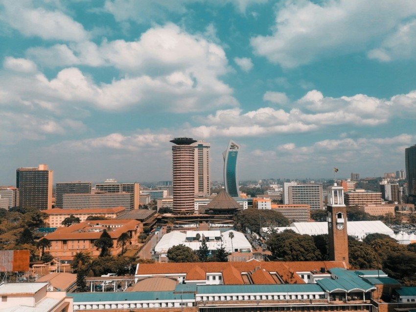 a view of a city with tall buildings