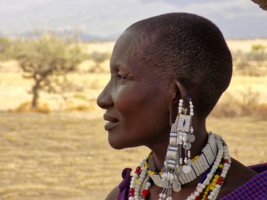 a person wearing a colorful head scarf