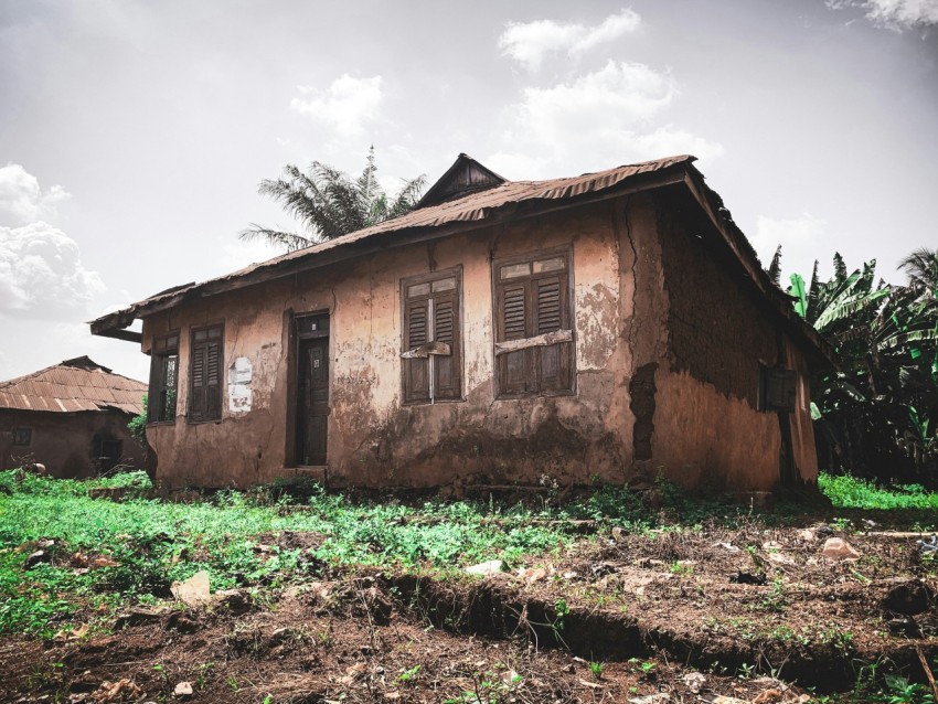 a house with a broken roof