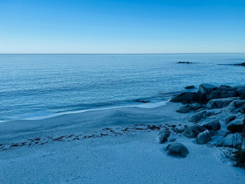 a view of the ocean from a beach