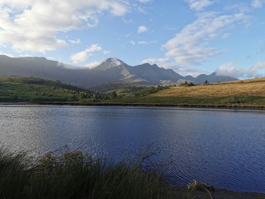 a large body of water surrounded by mountains