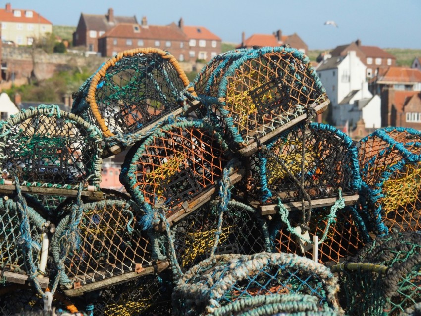 a pile of fishing nets piled on top of each other