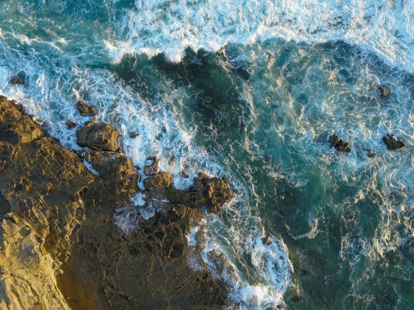 aerial view of ocean waves