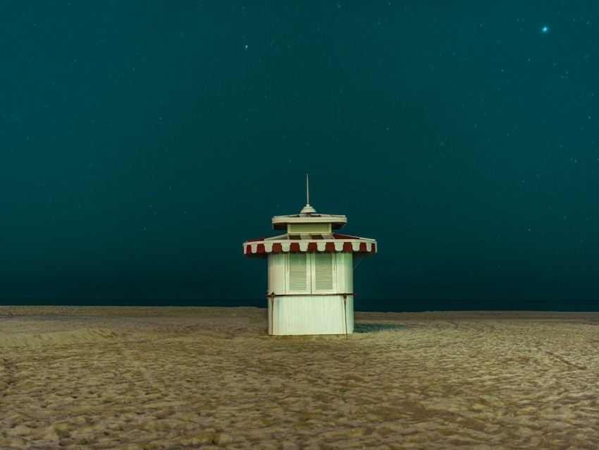 white and brown wooden house on brown sand during night time nh