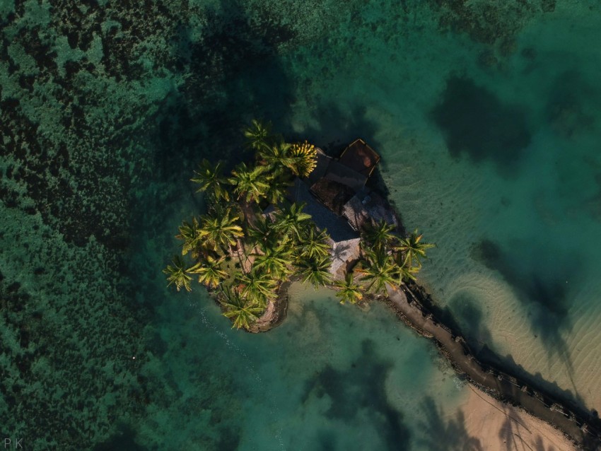 birds eye view of island