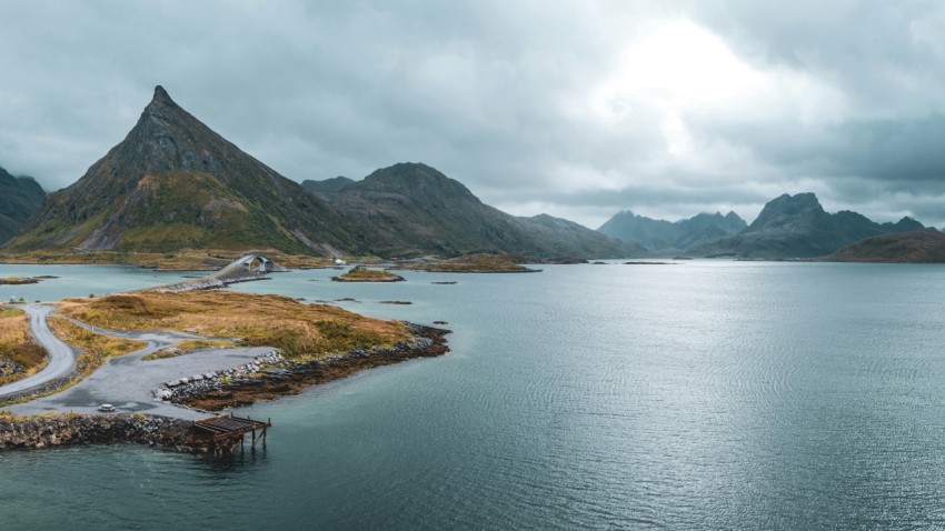 a large body of water surrounded by mountains