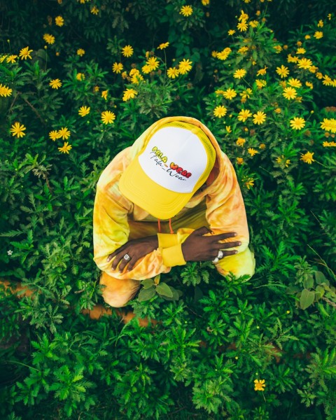 a person sitting on a flower