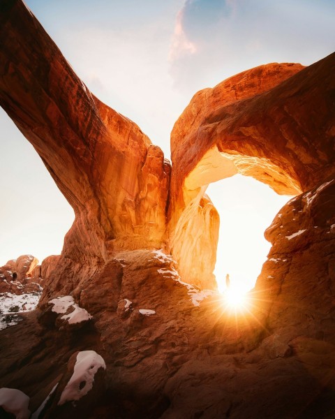 natural arch during golden hour