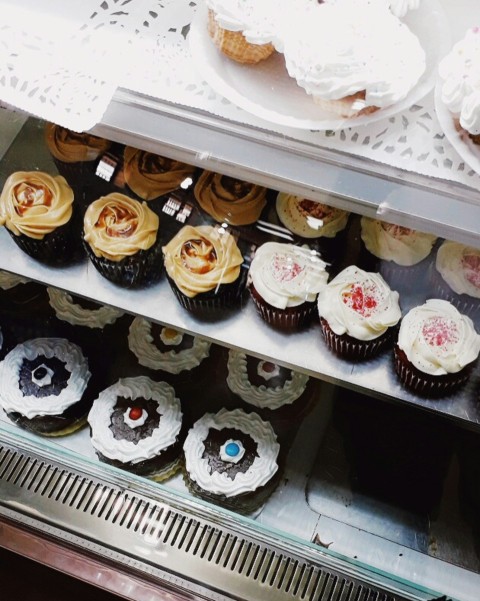 baked cupcake on rack