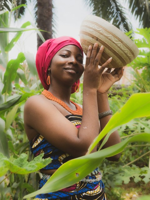 a woman wearing a colorful garment