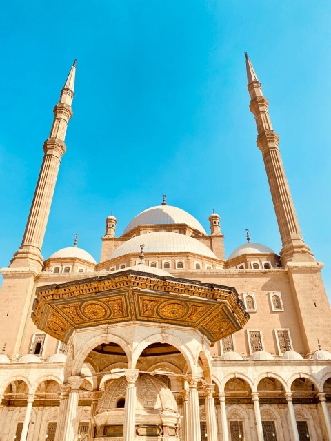 a large building with towers