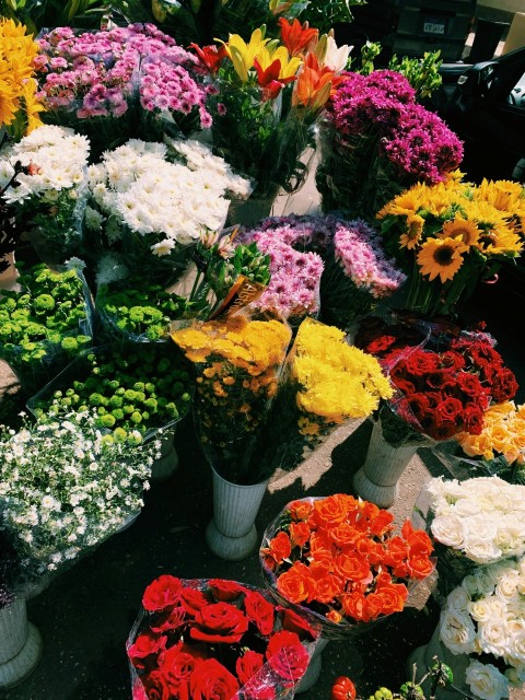 a bunch of flowers that are on a table