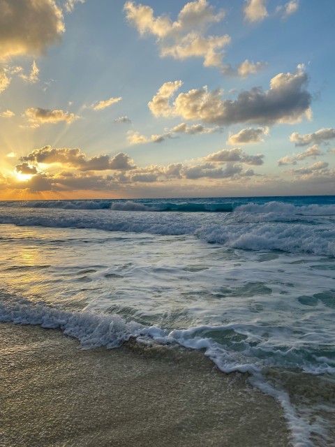 waves crashing on a beach