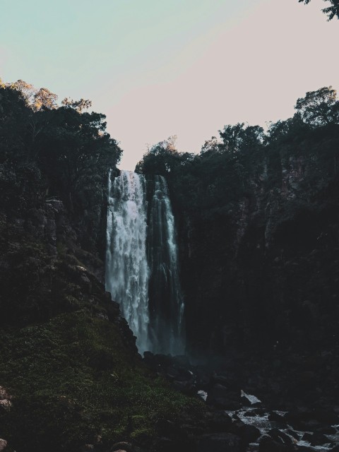 waterfalls in the middle of the forest