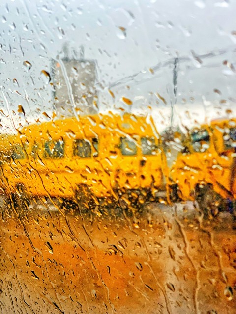 a window with rain drops on it