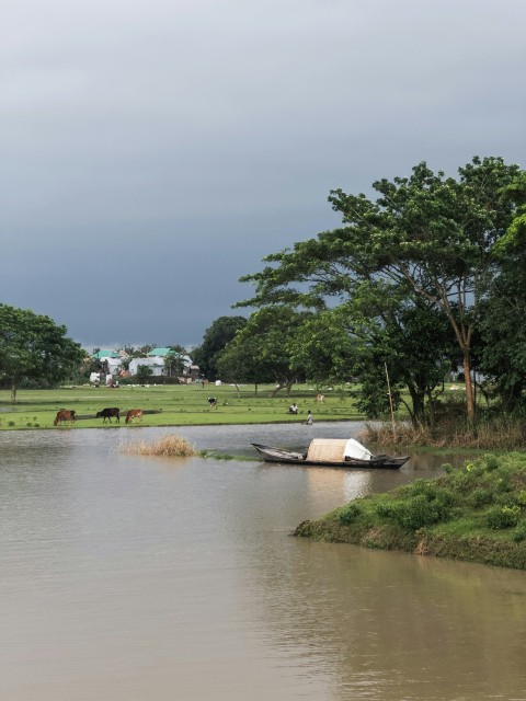 a body of water with a boat in it